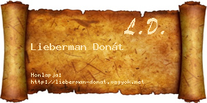 Lieberman Donát névjegykártya